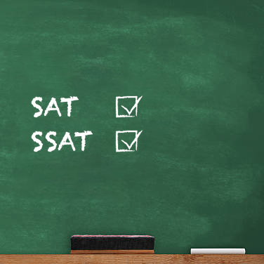 SAT and SSAT written on chalkboard